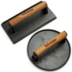 Woodside Rectangle & Round Cast Iron Grill Presses | BBQ Burger Press