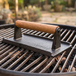 Woodside Rectangle & Round Cast Iron Grill Presses | BBQ Burger Press