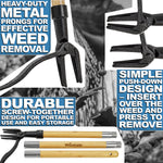 Woodside Bamboo Handle Weed Puller | Long Handled Garden Weed Remover
