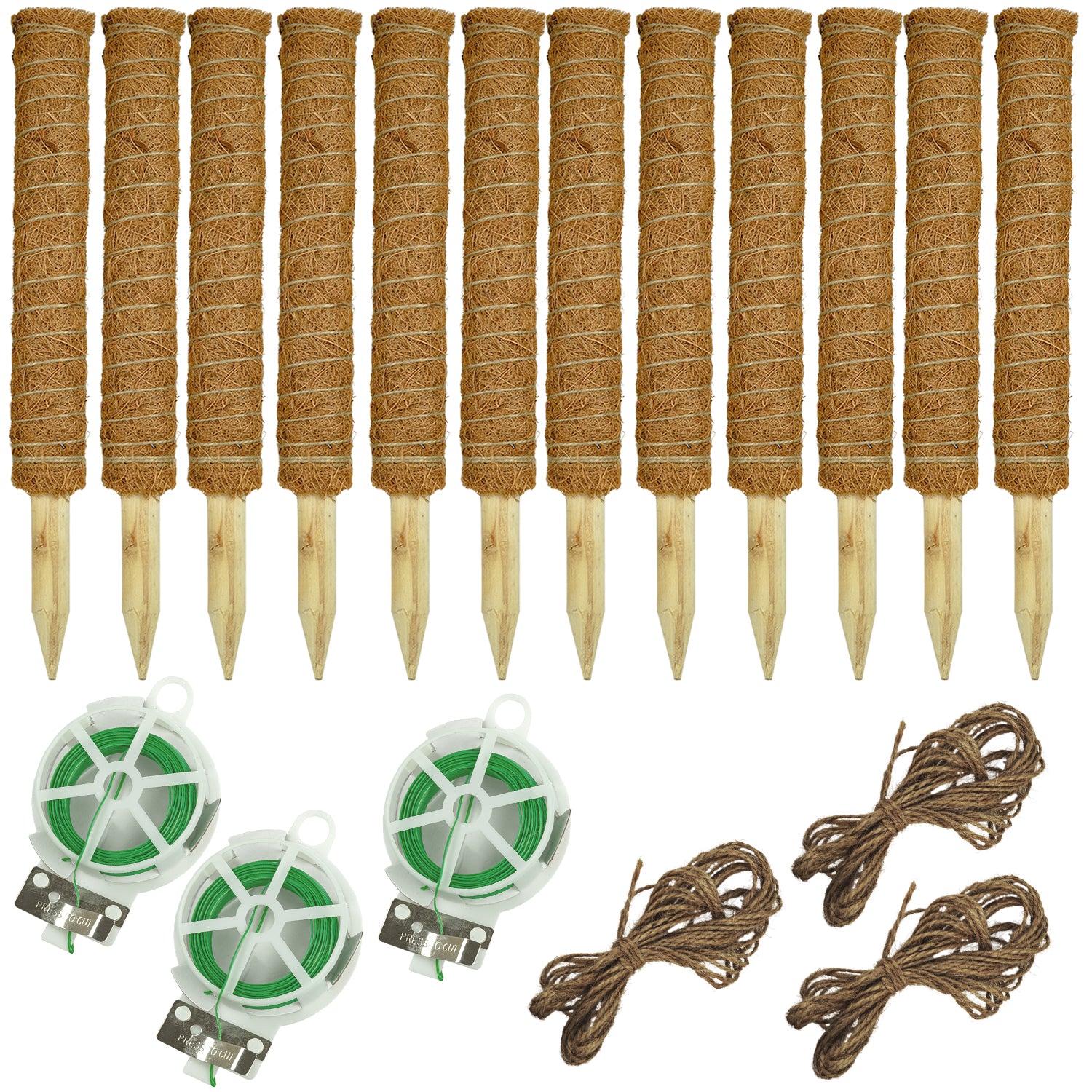 Woodside Moss Pole Plant Supports 12 Pack | Coco Coir Climbing Poles