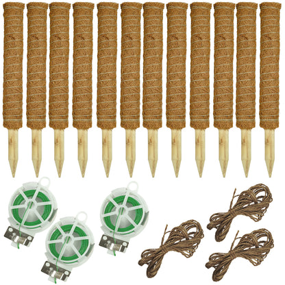Woodside Moss Pole Plant Supports 12 Pack | Coco Coir Climbing Poles