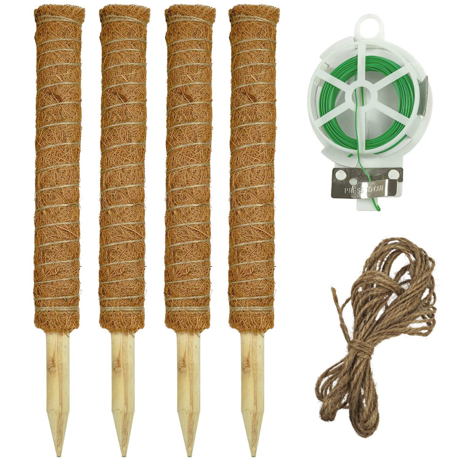 Woodside Moss Pole Plant Supports 4 Pack | Coco Coir Climbing Poles