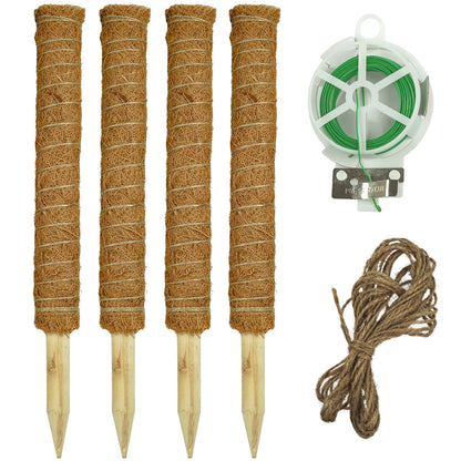 Woodside Moss Pole Plant Supports 4 Pack | Coco Coir Climbing Poles