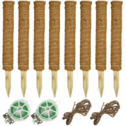 Woodside Moss Pole Plant Supports 8 Pack | Coco Coir Climbing Poles