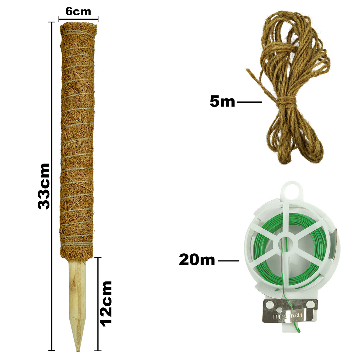 Woodside Moss Pole Plant Supports 4 Pack | Coco Coir Climbing Poles