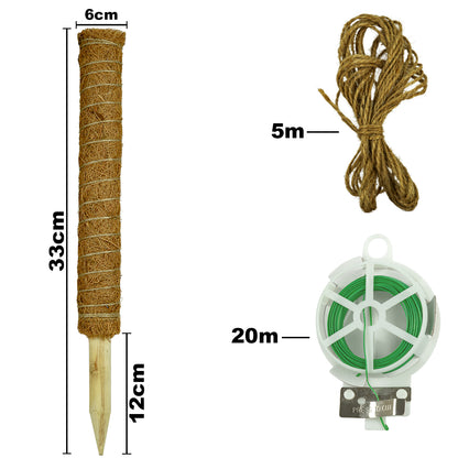 Woodside Moss Pole Plant Supports 4 Pack | Coco Coir Climbing Poles