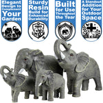 Woodside African Elephant Family Garden Ornaments | Realistic Resin Décor