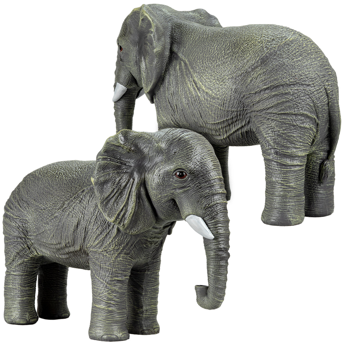 Woodside African Elephant Family Garden Ornaments | Realistic Resin Décor