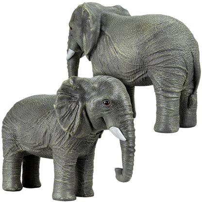 Woodside African Elephant Family Garden Ornaments | Realistic Resin Décor