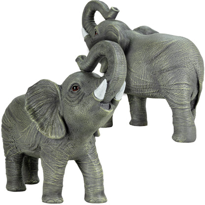 Woodside African Elephant Family Garden Ornaments | Realistic Resin Décor