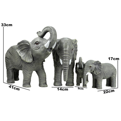 Woodside African Elephant Family Garden Ornaments | Realistic Resin Décor