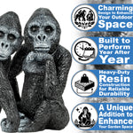 Woodside Gorilla Family Garden Ornaments | Realistic Resin Garden Décor