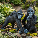 Woodside Gorilla Family Garden Ornaments | Realistic Resin Garden Décor