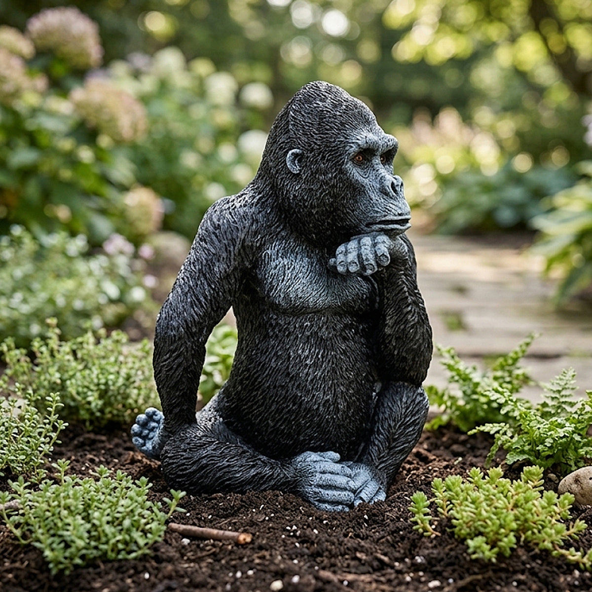 Woodside Gorilla Family Garden Ornaments | Realistic Resin Garden Décor