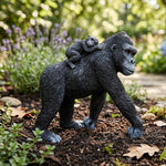 Woodside Gorilla Family Garden Ornaments | Realistic Resin Garden Décor