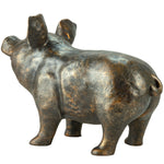 Woodside Happy Pig Garden Ornament | Bronze Effect Resin Outdoor Décor