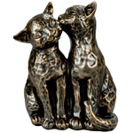 Woodside Two Preening Cats Garden Ornament | Bronze Effect Outdoor Décor