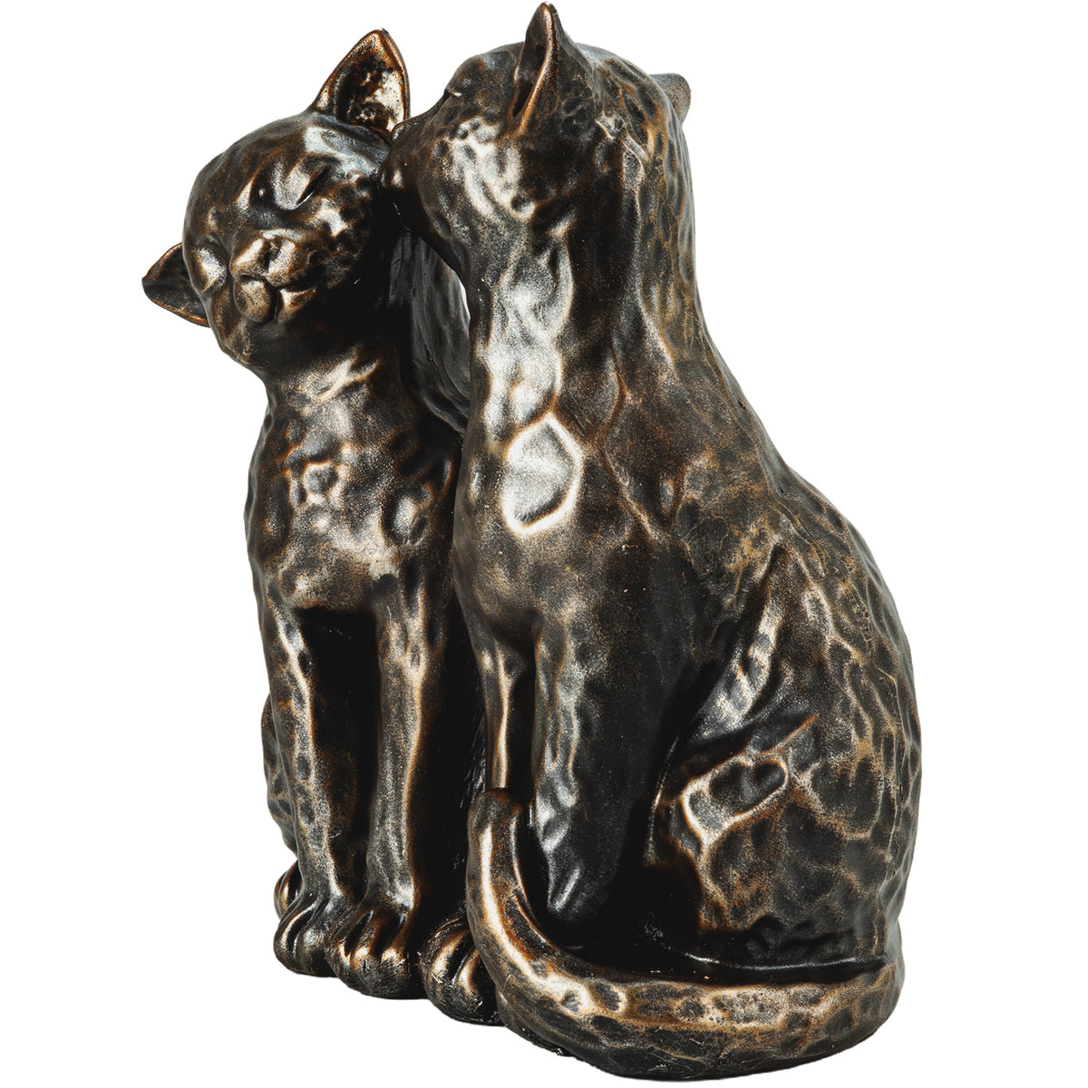 Woodside Two Preening Cats Garden Ornament | Bronze Effect Outdoor Décor