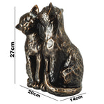 Woodside Two Preening Cats Garden Ornament | Bronze Effect Outdoor Décor
