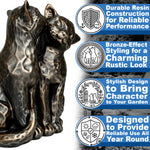 Woodside Two Preening Cats Garden Ornament | Bronze Effect Outdoor Décor