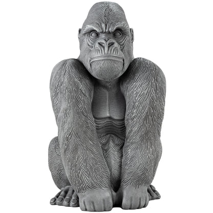 Woodside Large Sitting Silverback Gorilla Garden Ornament | Resin Outdoor Décor