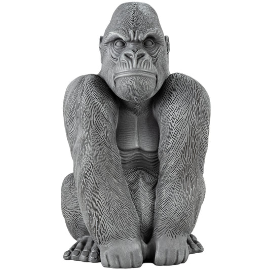 Woodside Large Sitting Silverback Gorilla Garden Ornament | Resin Outdoor Décor