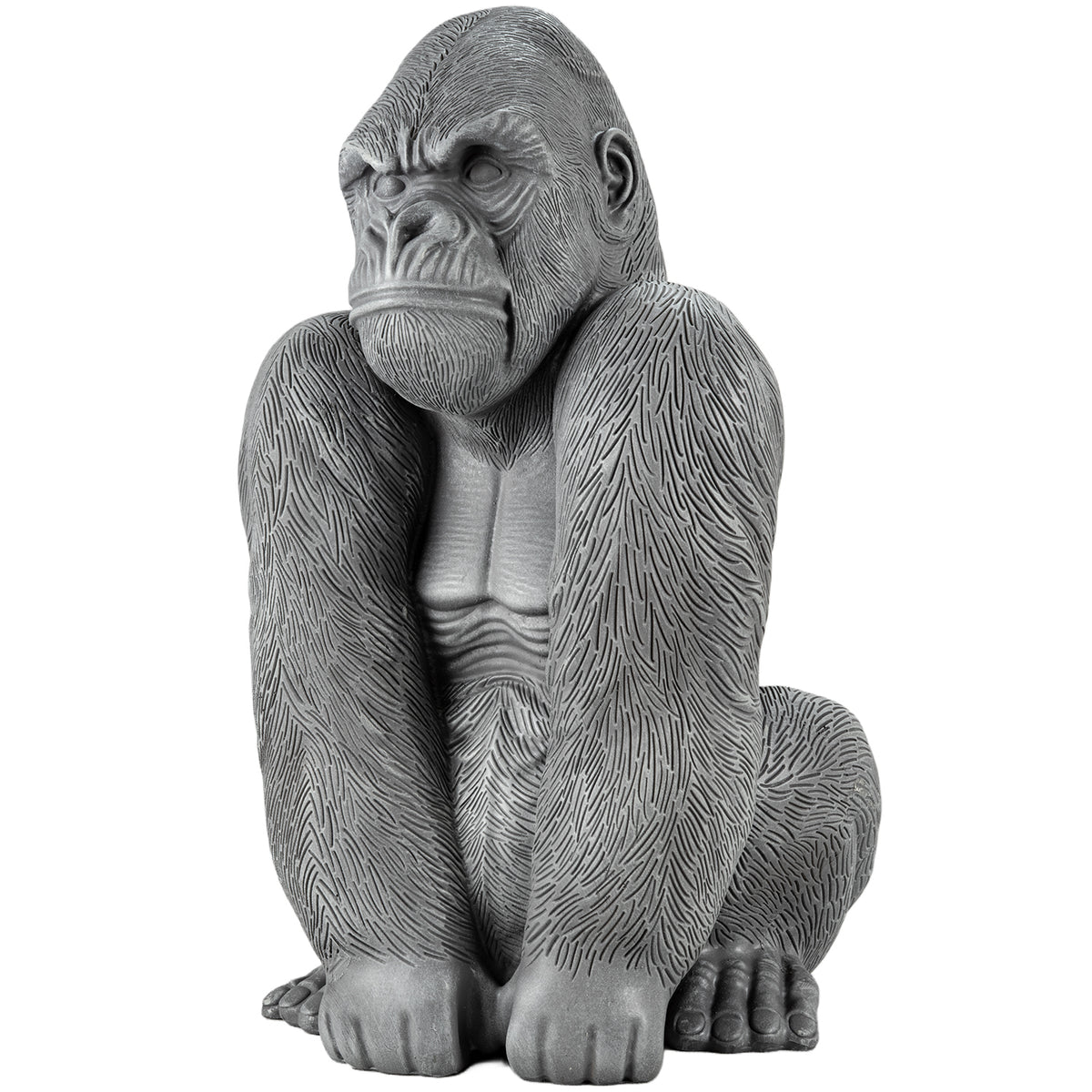 Woodside Large Sitting Silverback Gorilla Garden Ornament | Resin Outdoor Décor