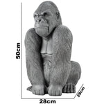 Woodside Large Sitting Silverback Gorilla Garden Ornament | Resin Outdoor Décor