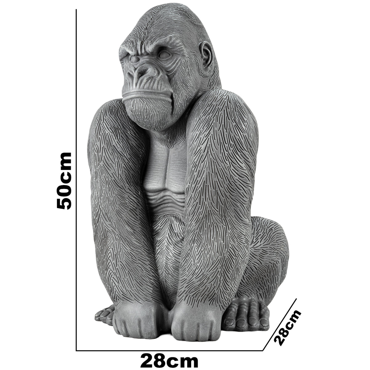 Woodside Large Sitting Silverback Gorilla Garden Ornament | Resin Outdoor Décor