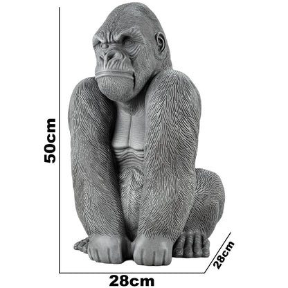 Woodside Large Sitting Silverback Gorilla Garden Ornament | Resin Outdoor Décor