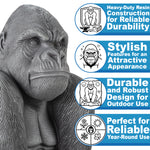 Woodside Large Sitting Silverback Gorilla Garden Ornament | Resin Outdoor Décor