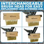 Woodside Long Handle Garden Weed Brush with Scraper | Brass Wire Bristles