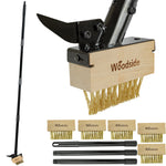 Woodside Long Handle Garden Weed Brush with Scraper | Brass Wire Bristles