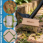 Woodside Long Handle Garden Weed Brush with Scraper | Brass Wire Bristles