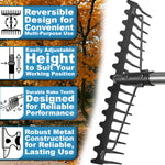 Woodside Large Head Garden Rake | 17 Prong Heavy Duty Metal Adjustable Handle