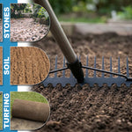 Woodside Large Head Garden Rake | 17 Prong Heavy Duty Metal Adjustable Handle