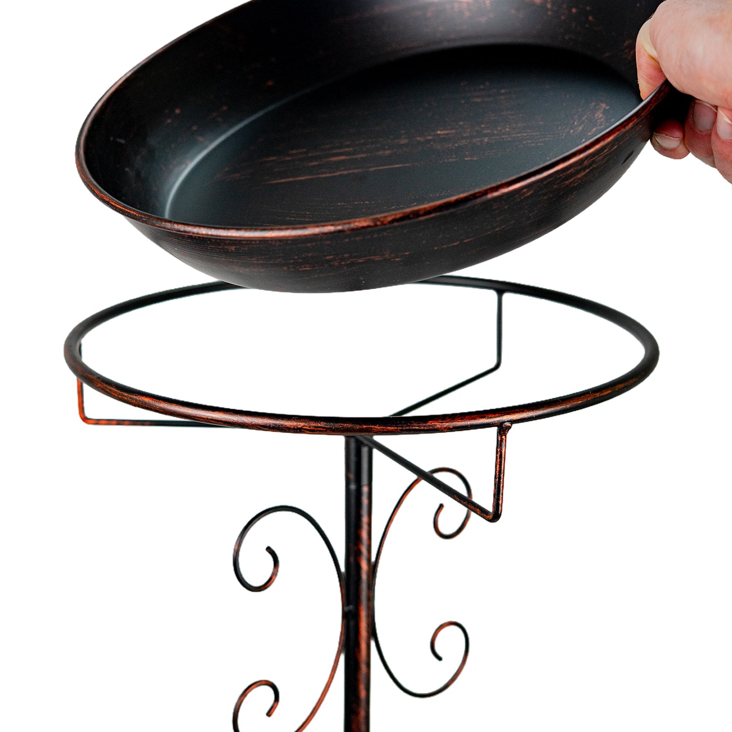 Woodside Vintage Garden Metal Bird Bath & Feeder | Ground Spikes