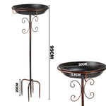 Woodside Vintage Garden Metal Bird Bath & Feeder | Ground Spikes