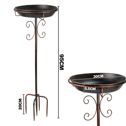 Woodside Vintage Garden Metal Bird Bath & Feeder | Ground Spikes