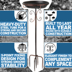 Woodside Vintage Garden Metal Bird Bath & Feeder | Ground Spikes