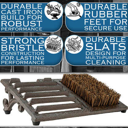 Woodside Vintage Cast Iron Boot Scraper Jack Brush | Boot Cleaner