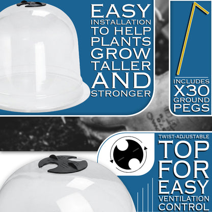 Woodside Garden Plant Bell Cloche 10 Pack | Plant Protection Covers with Adjustable Vent & Grounding Spikes