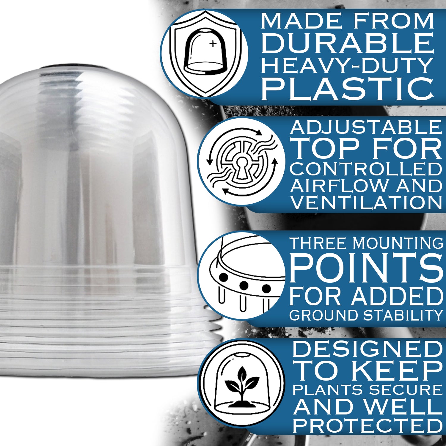 Woodside Garden Plant Bell Cloche 10 Pack | Plant Protection Covers with Adjustable Vent & Grounding Spikes