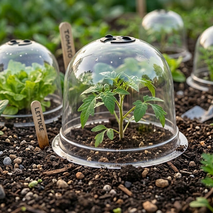 Woodside Garden Plant Bell Cloche 10 Pack | Plant Protection Covers with Adjustable Vent & Grounding Spikes
