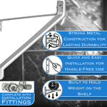 Woodside Aluminium Greenhouse Shelving Brackets 4 Pack | Heavy Duty Metal Shelf Supports