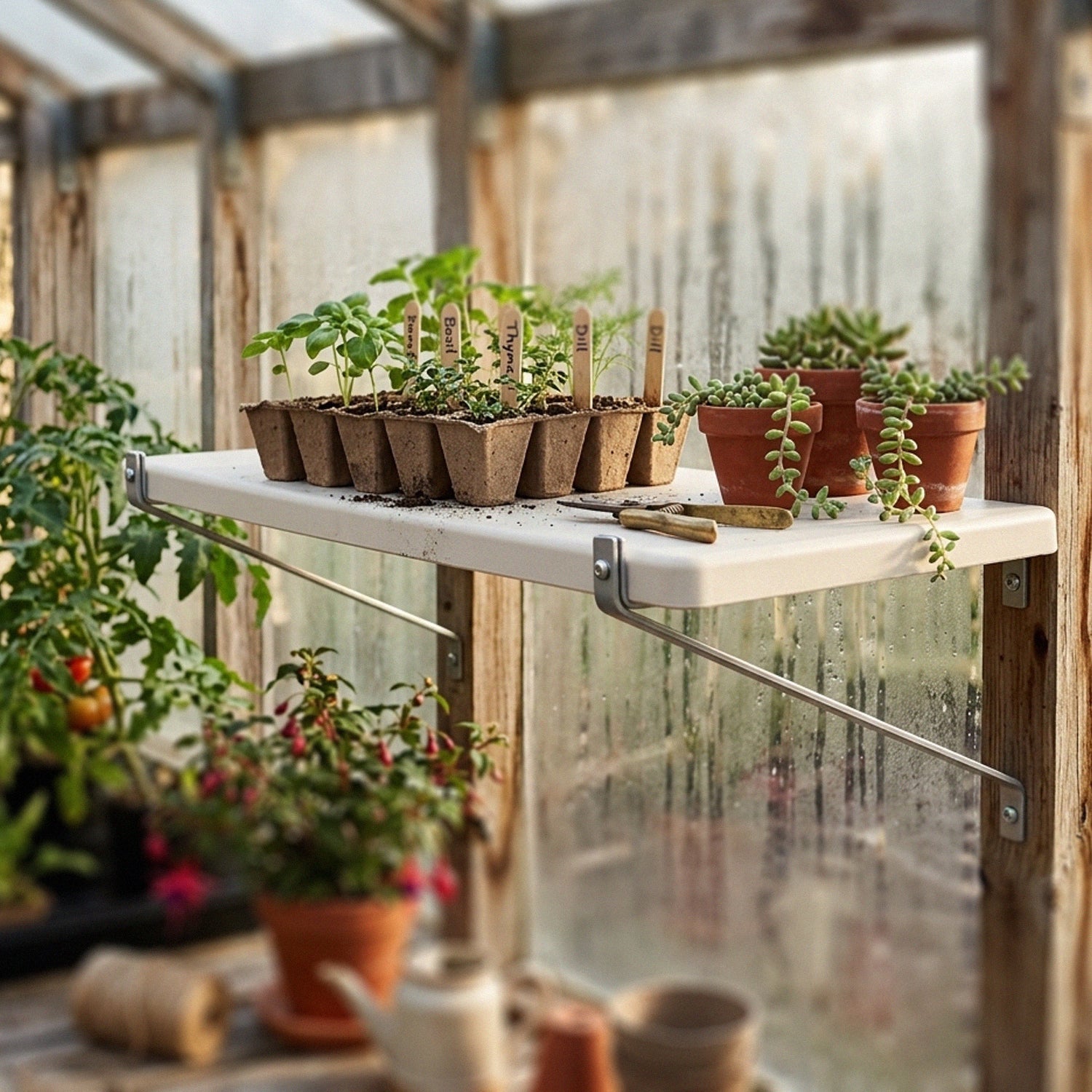 Woodside Aluminium Greenhouse Shelving Brackets 8 Pack | Heavy Duty Metal Shelf Supports
