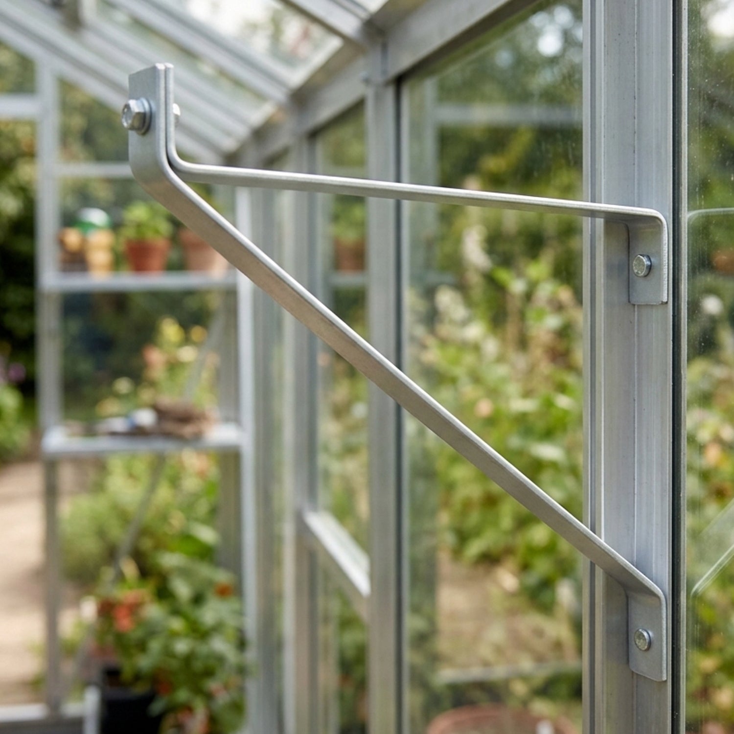 Woodside Aluminium Greenhouse Shelving Brackets 4 Pack | Heavy Duty Metal Shelf Supports