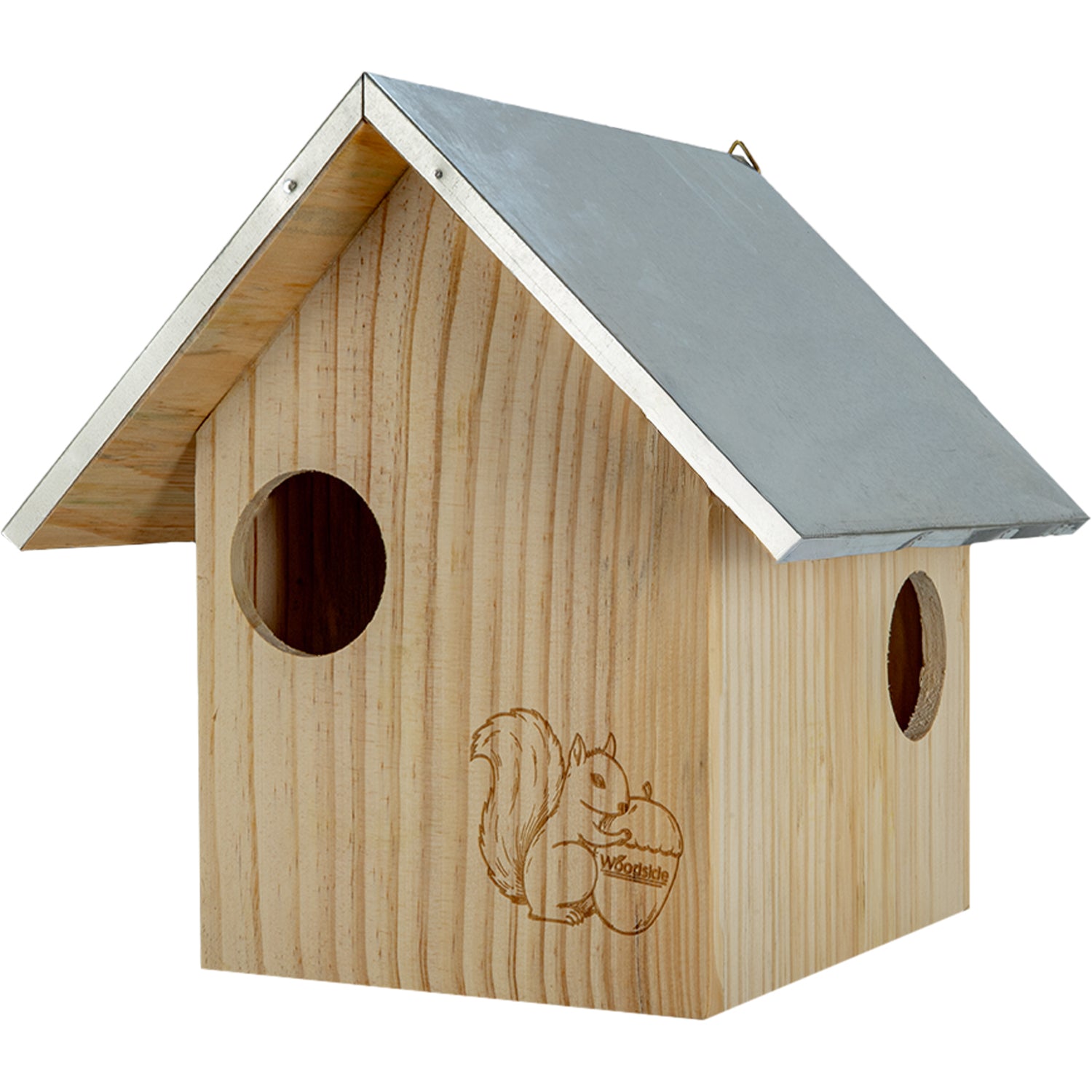Woodside Wooden Squirrel Nest Box with Metal Roof | Large Garden Squirrel Habitat
