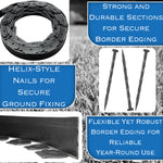 Woodside 30m Flexible Garden Lawn Border Edging | Charcoal Landscape Edging with Grounding Spikes