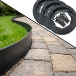 Woodside 30m Flexible Garden Lawn Border Edging | Charcoal Landscape Edging with Grounding Spikes